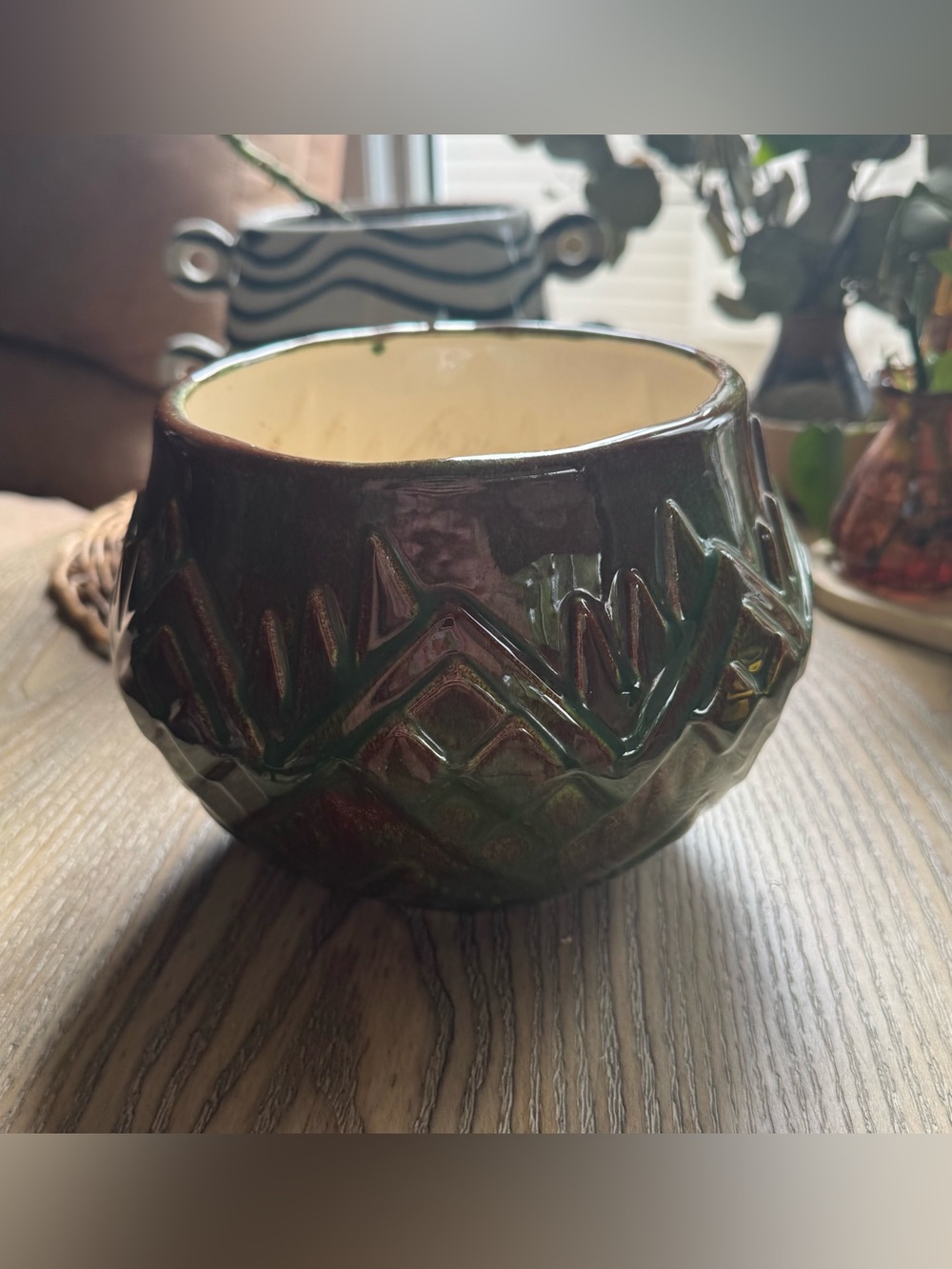 2/$30 Mix & Match Listings ✨Vintage Style Green & Brown House Plant Pot✨